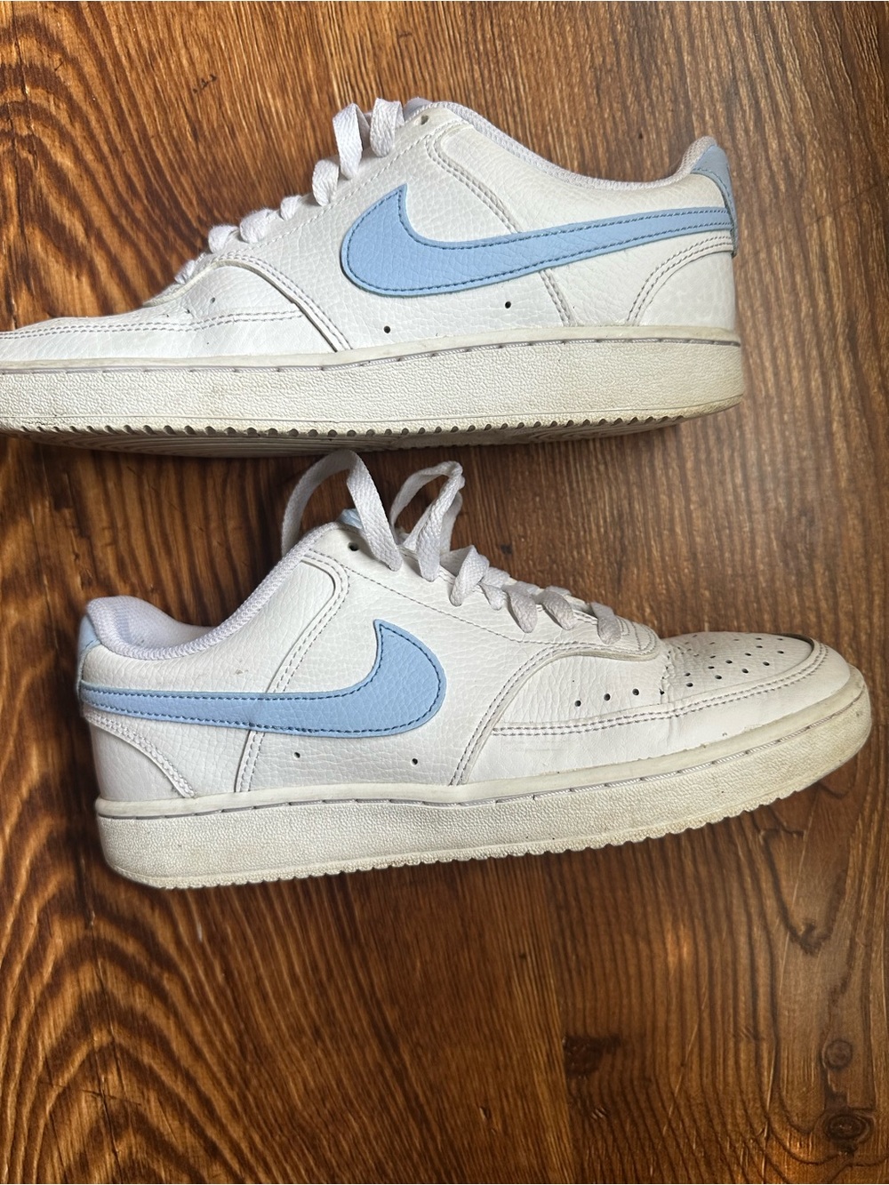 Nike Court Vision Low White and Light Blue Athletic Sneaker (US 7.5)